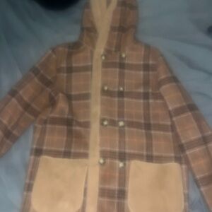 Brown and tan fur wool coat